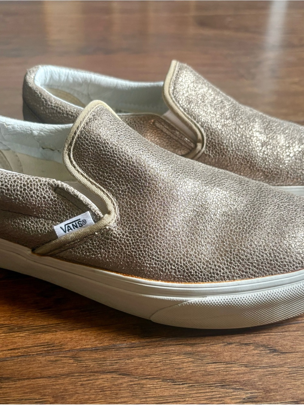 Vans Slip-On Sneakers in Metallic Champagne